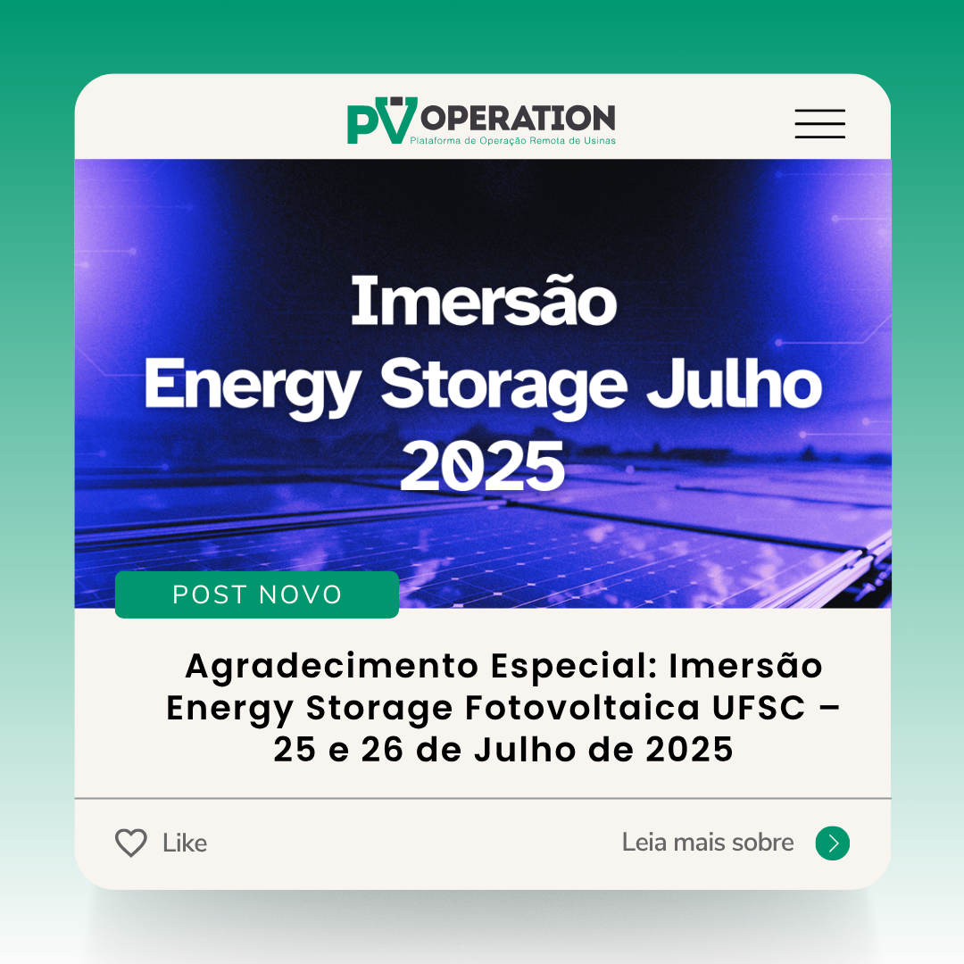 Agradecimento Especial: Imersão Energy Storage Fotovoltaica UFSC – 25 e 26 de Julho de 2025